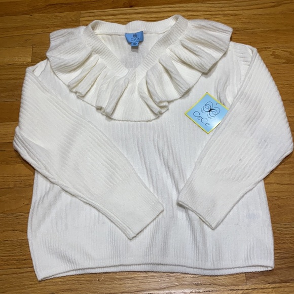 CECE ruffle sweater Size M. Cream color. NWT - Picture 3 of 8